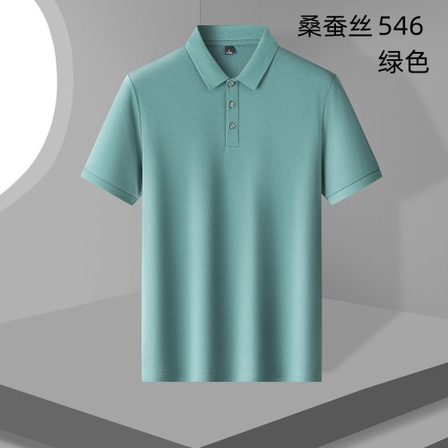 桑蠶絲男式POLO衫2025夏季純色短袖t恤輕奢商務(wù)青年休閑體恤衫潮