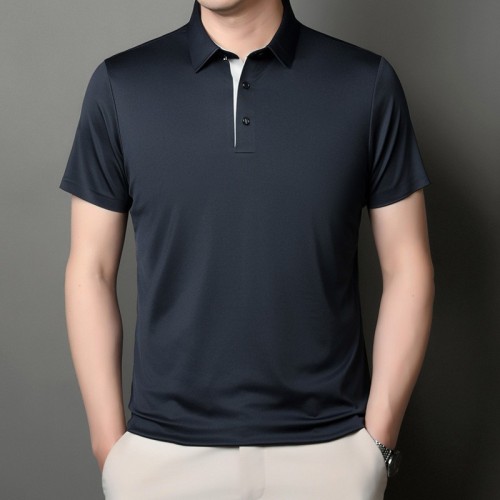 男式POLO衫2025夏季凈色商務(wù)短袖t恤錦氨微彈中青年休閑體恤衫潮