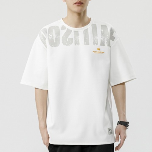 大碼短袖T恤男2024夏季美式潮牌印花打底衫寬松休閑百搭加肥加大