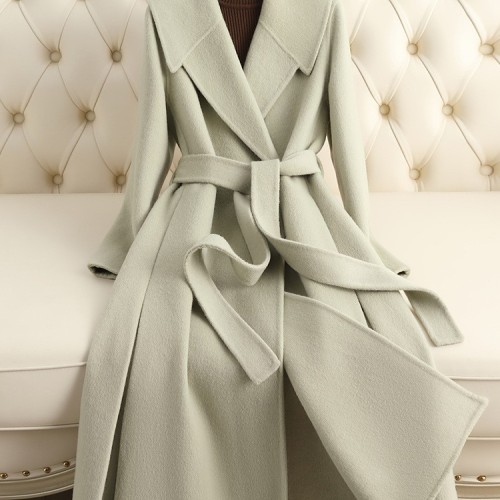 雙面羊絨大衣女中長款過膝2024秋冬新款糖果色毛呢外套加厚高級感