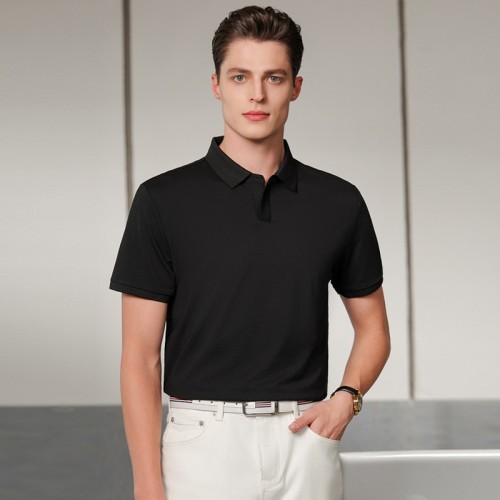 高端品牌短袖polo衫男女同款純色工作服夏季商務休閑珠地布t恤棉T