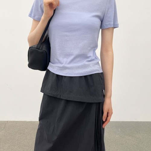 愛與南希十三行2025夏韓風(fēng)純棉簡約正肩輕薄高彈百搭短袖T恤22343