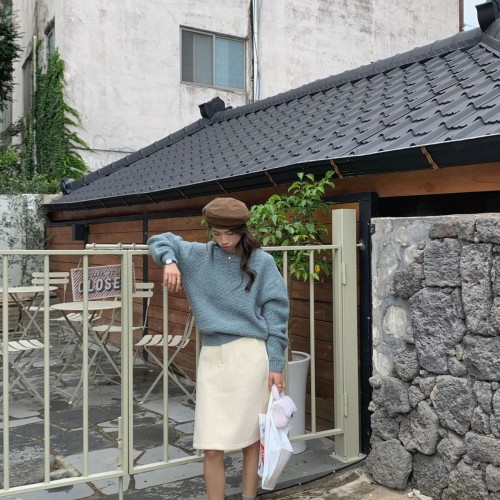 不退不換清倉價 2023冬新款韓國東大門A字裙顯瘦包臀毛呢半身裙女